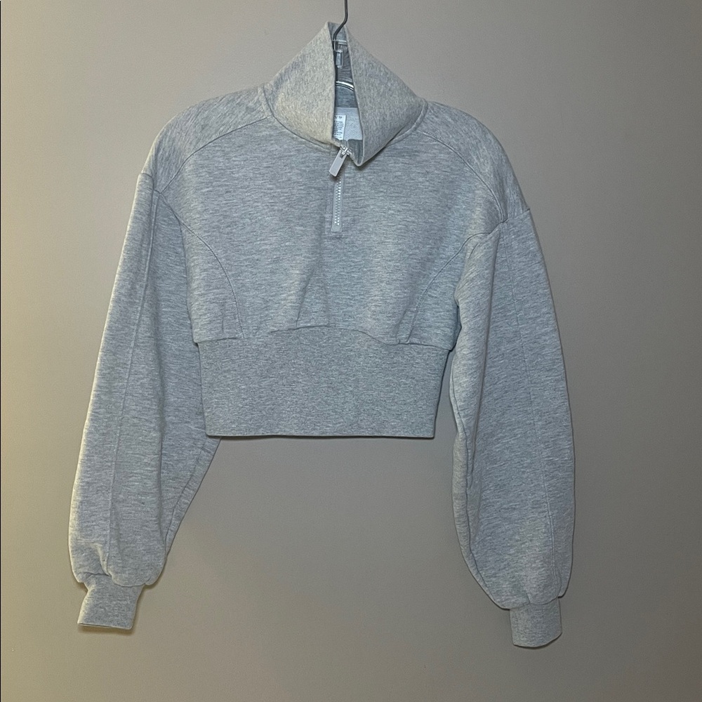 Alo Yoga Vixen Fleece 1/4 Zip Pullover Sweatshirt Heather Gray Women’s Size XS - Picture 3 of 8